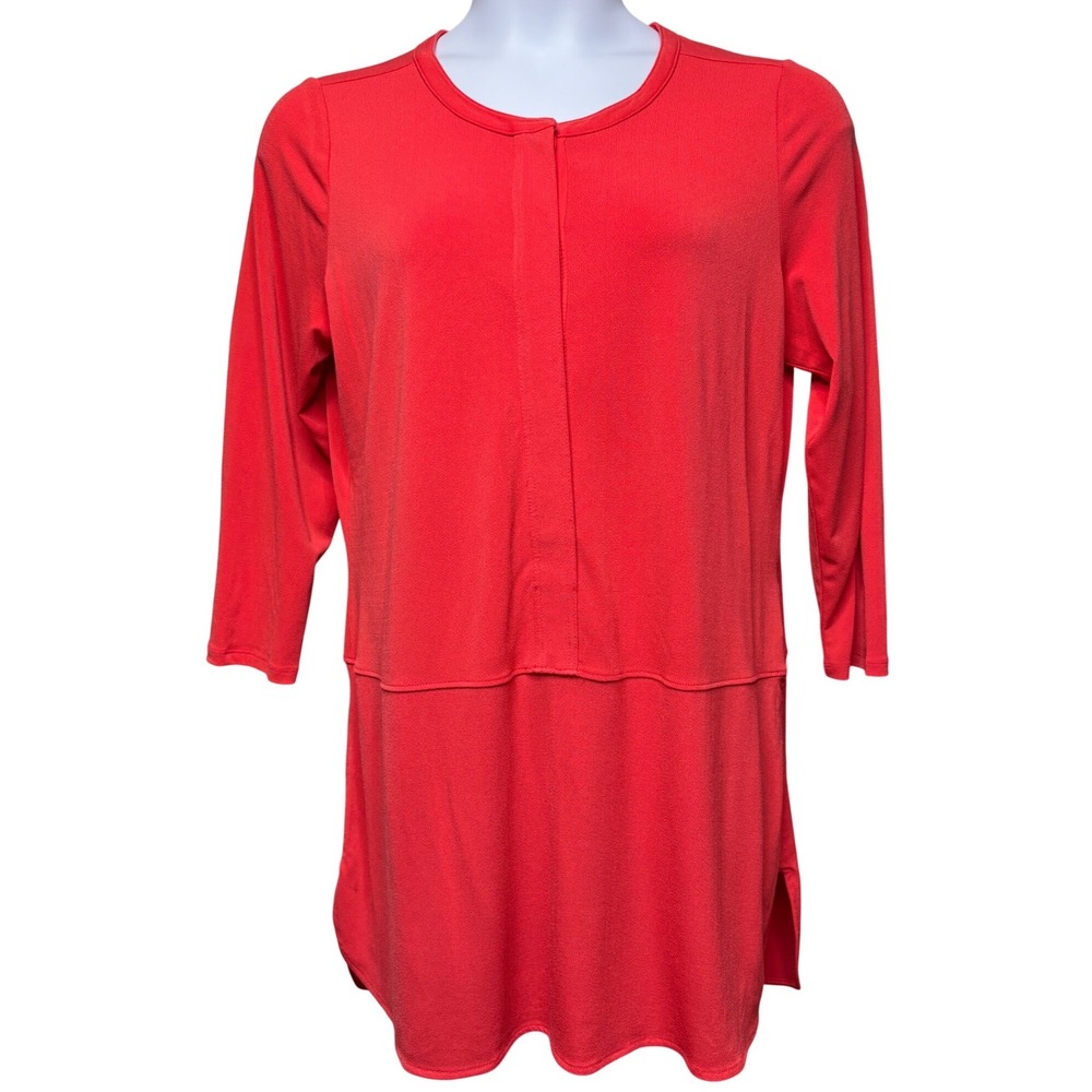LAUREN RALPH LAUREN Womens Coral Tunic Top 1X Side Slit Pullover Preppy Casual